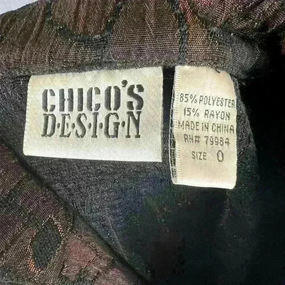 EUC Chico's Design Size 0 (S 4) Brown Black Sparkle Mid-Length Jacket Coat - Picture 7 of 8